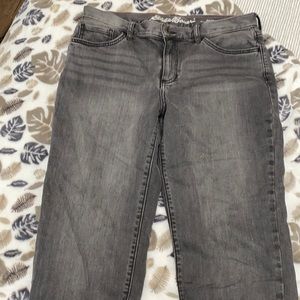 Eddie Bauer women’s boyfriend fleece lined gray jeans size 8.